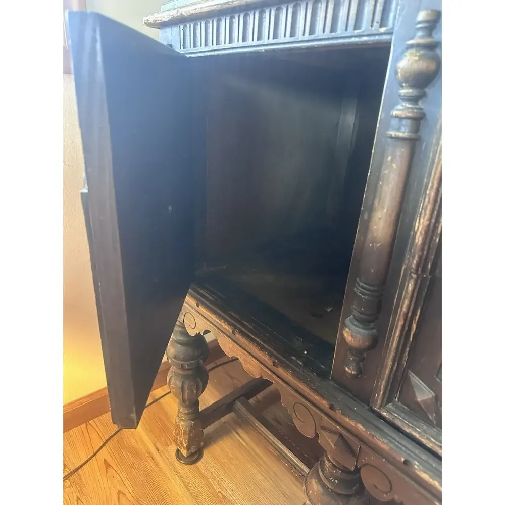 Jacobean Revival Carved Oak Sideboard Buffet Server Credenza